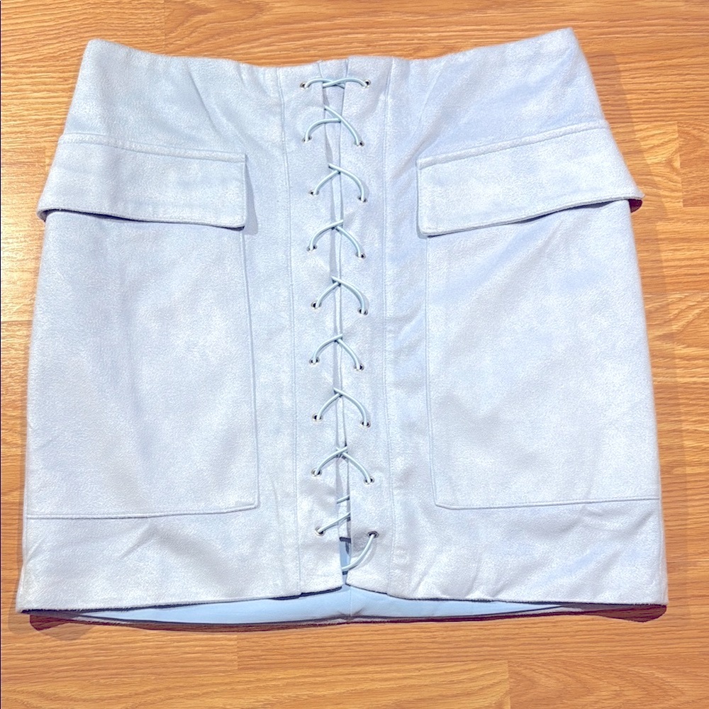RUNAWAY Light Blue Lace-Up Skirt
